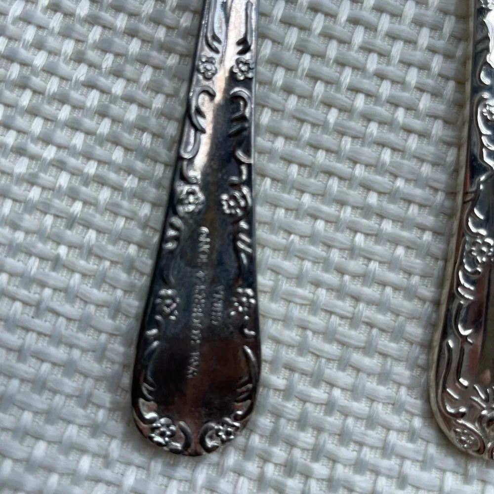 WM Rogers Silverplate set of 8 coffee spoons Enchanted Rose design